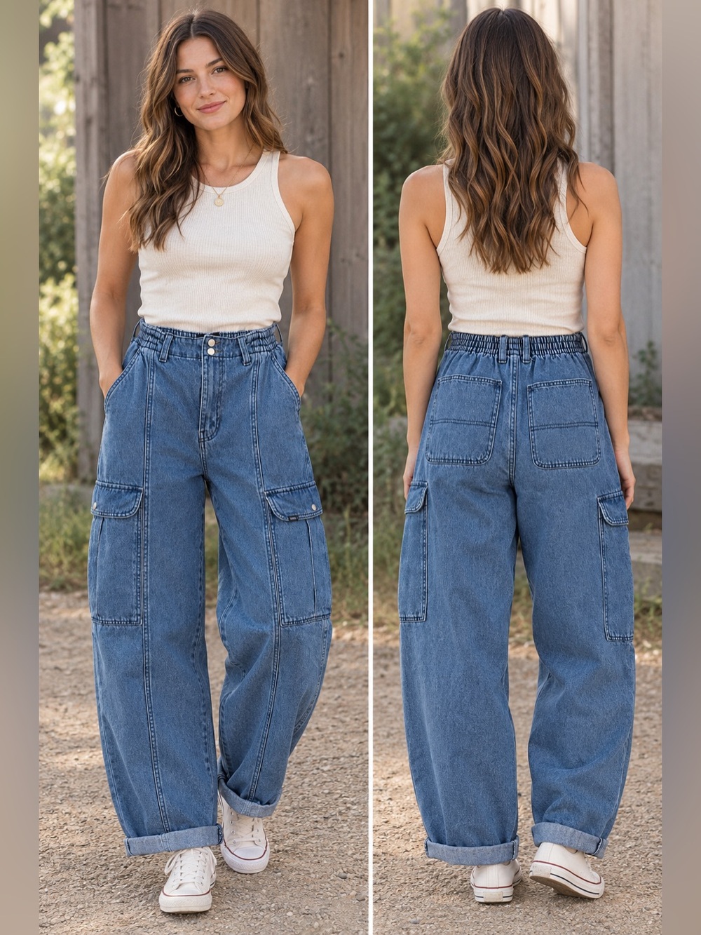 Vans Blue Boyfriend Cargo Jeans